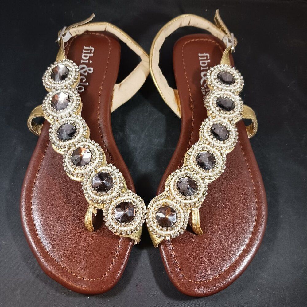 Fibi & clo NY Sun Cascade Stunning Crystals Women's Sandals size 6M